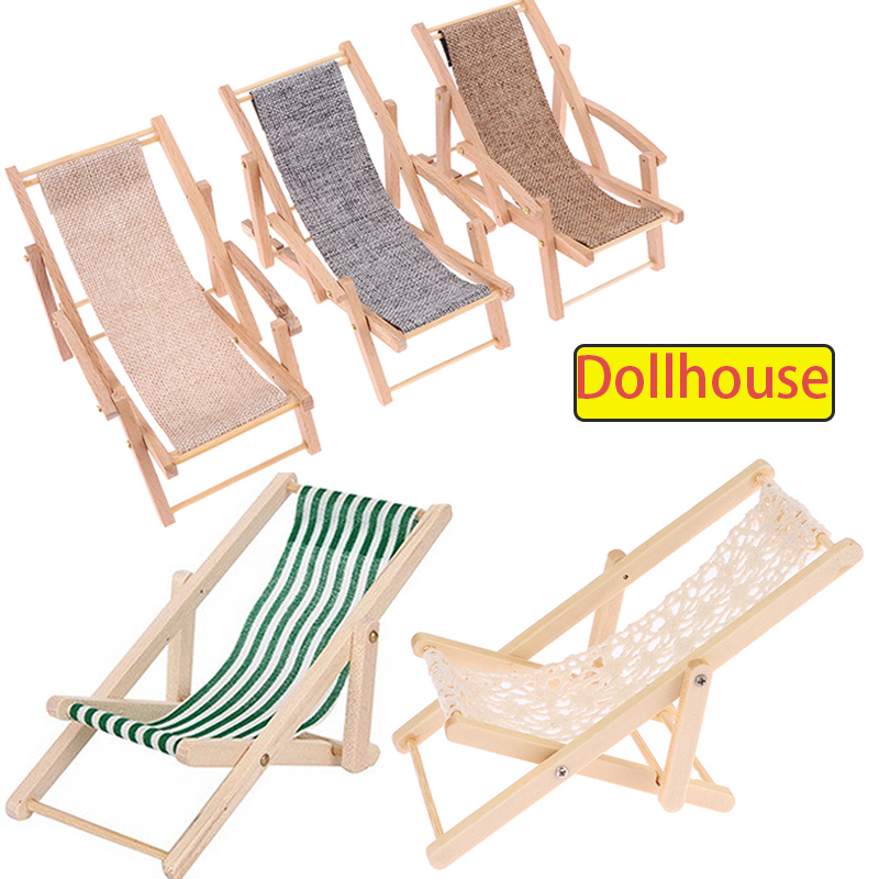 Folding Chair - 1pc 1/12 casa de bonecas dobrável
