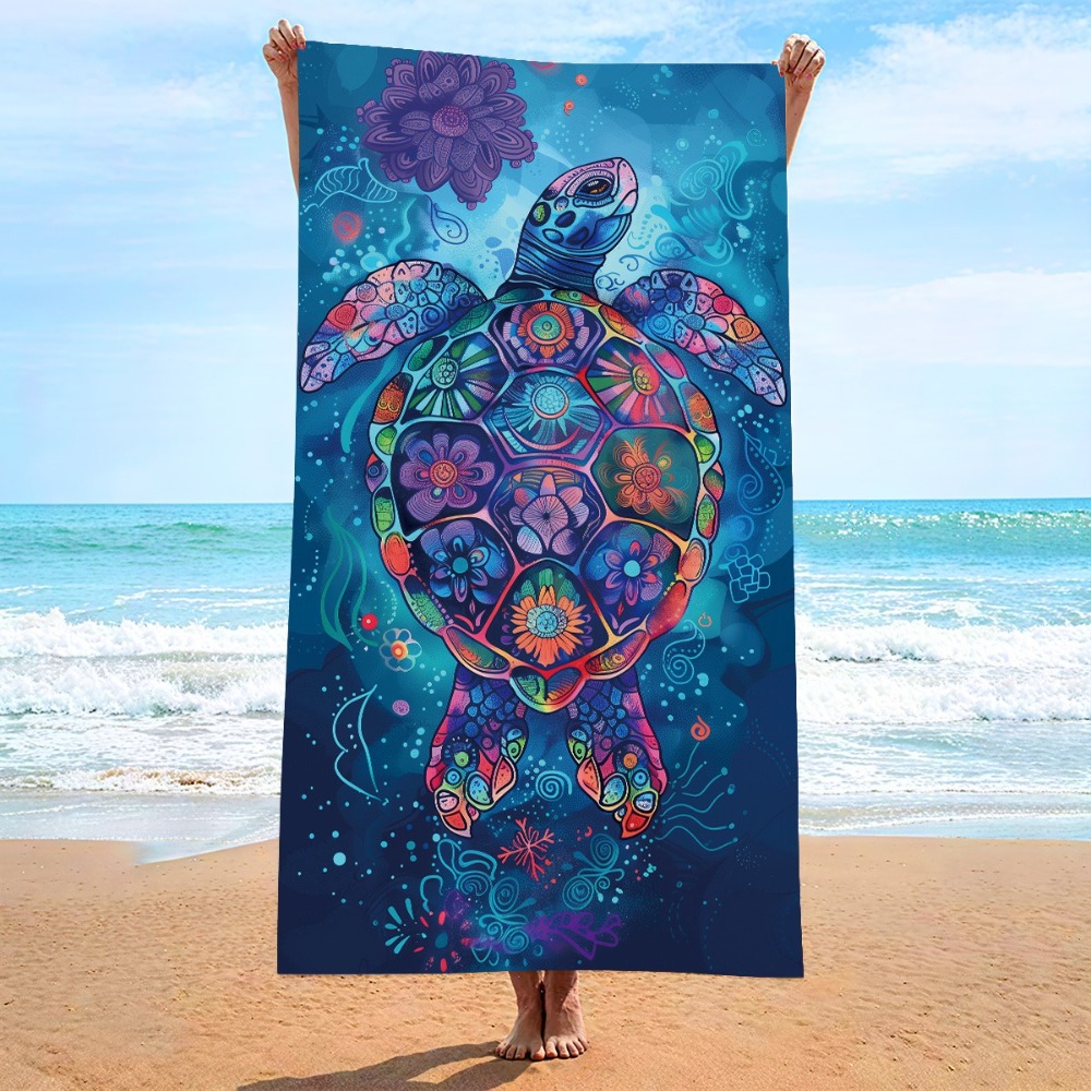 Camp Towel Microfiber - Toalha de praia colorida com tartaruga