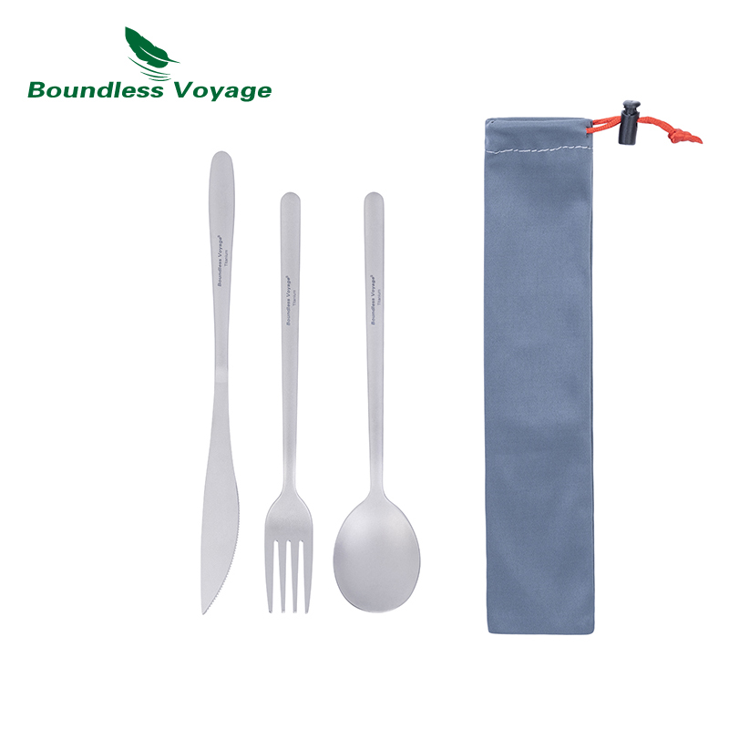 Outdoor Camping Dining Set - Boundless Voyage-Titanium Dinner Set, Camping Talheres,