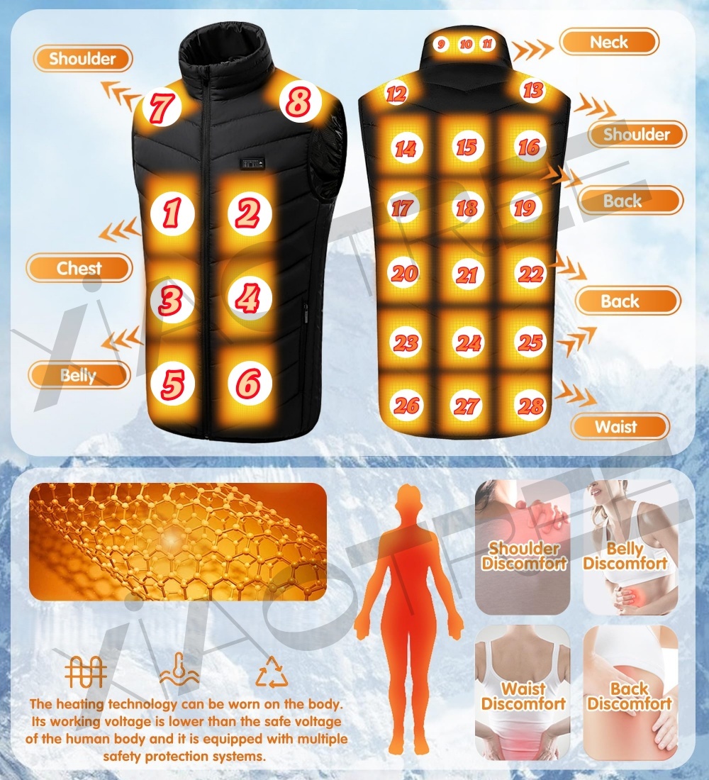 28/9 áreas colete aquecido jaq - Outdoor Camping Vest avaliação e preço