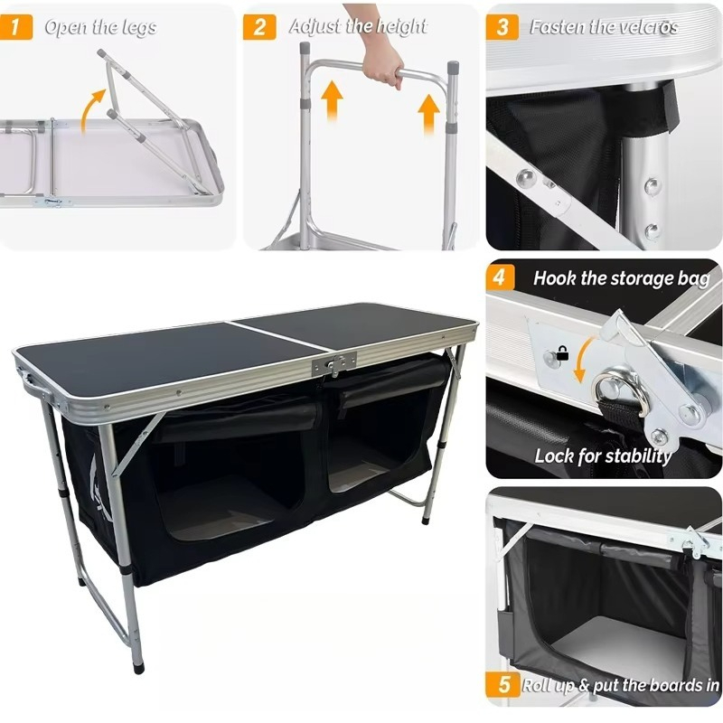 Mesa de cozinha portátil dobrá - Outdoor Camping Folding Storage Box avaliação e preço